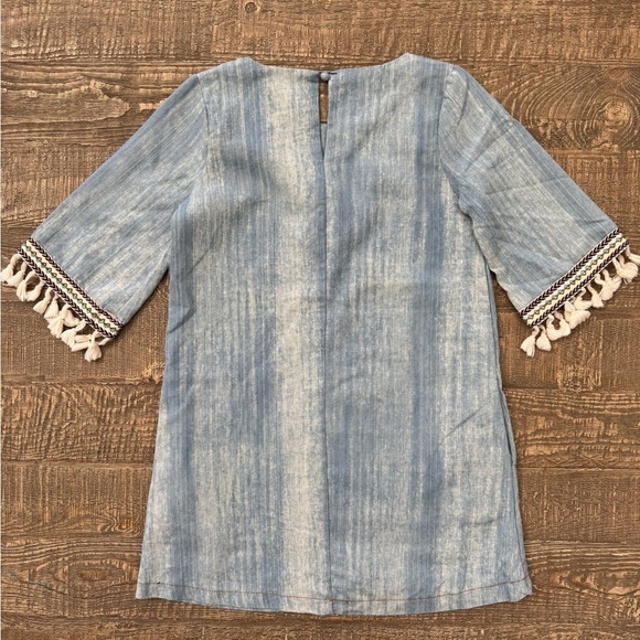 Hayden Girls NWOT Chambray boho fringe tassel dress 7/8y - Picture 5 of 5
